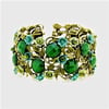 Ornate Stone Flower Leaf Green Cuff Bracelet