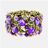 Ornate Stone Flower Leaf Purple Cuff Bracelet