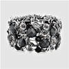 Ornate Stone Flower Leaf Black Cuff Bracelet