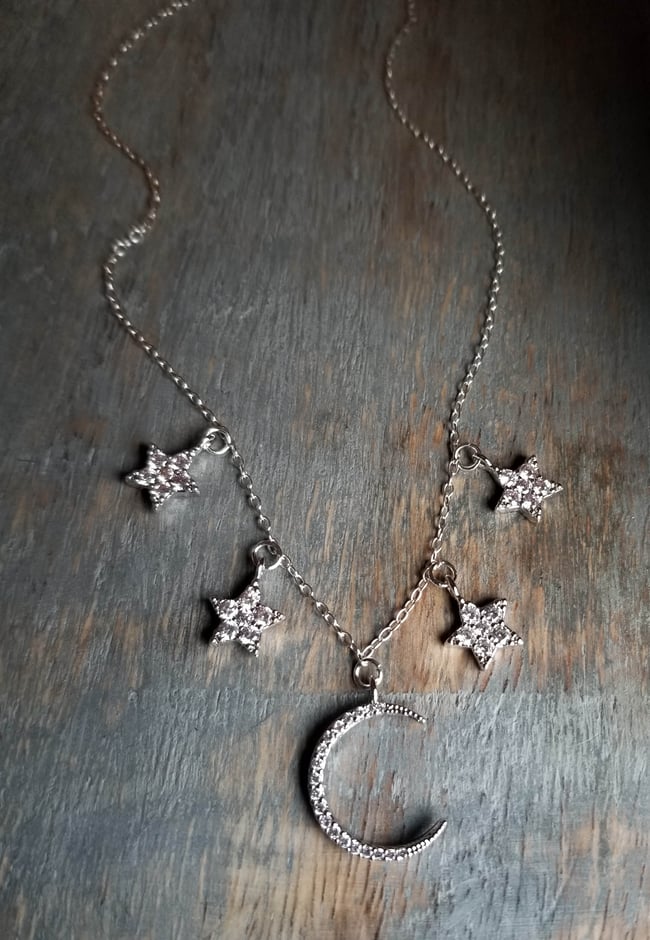 You Are The Moon + Stars Necklace (Silver)