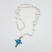 Image 1 of Pearl & Turquoise Rosary