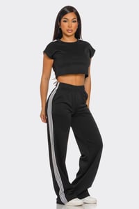 Side Stripe Pants Set (Black)