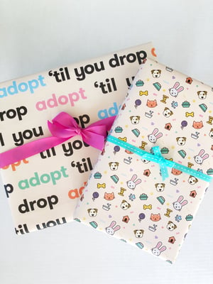 Image of “Adopt ‘Til You Drop” Wrapping Paper Sheets