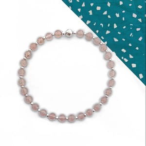 Image of Sterling Silver & Rose Quartz Stacking Bracelet