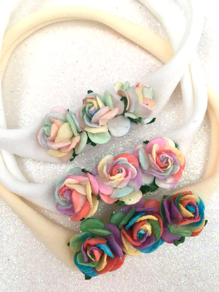 Image of Rainbow roses soft headband