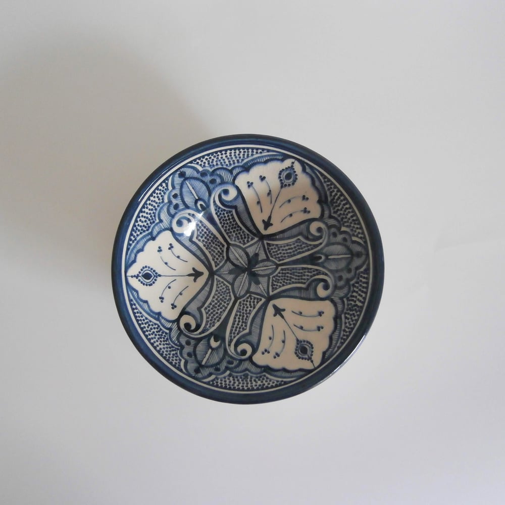 Image of MOROCCAN CERAMIC SERVING BOWL - DARK BLUE 