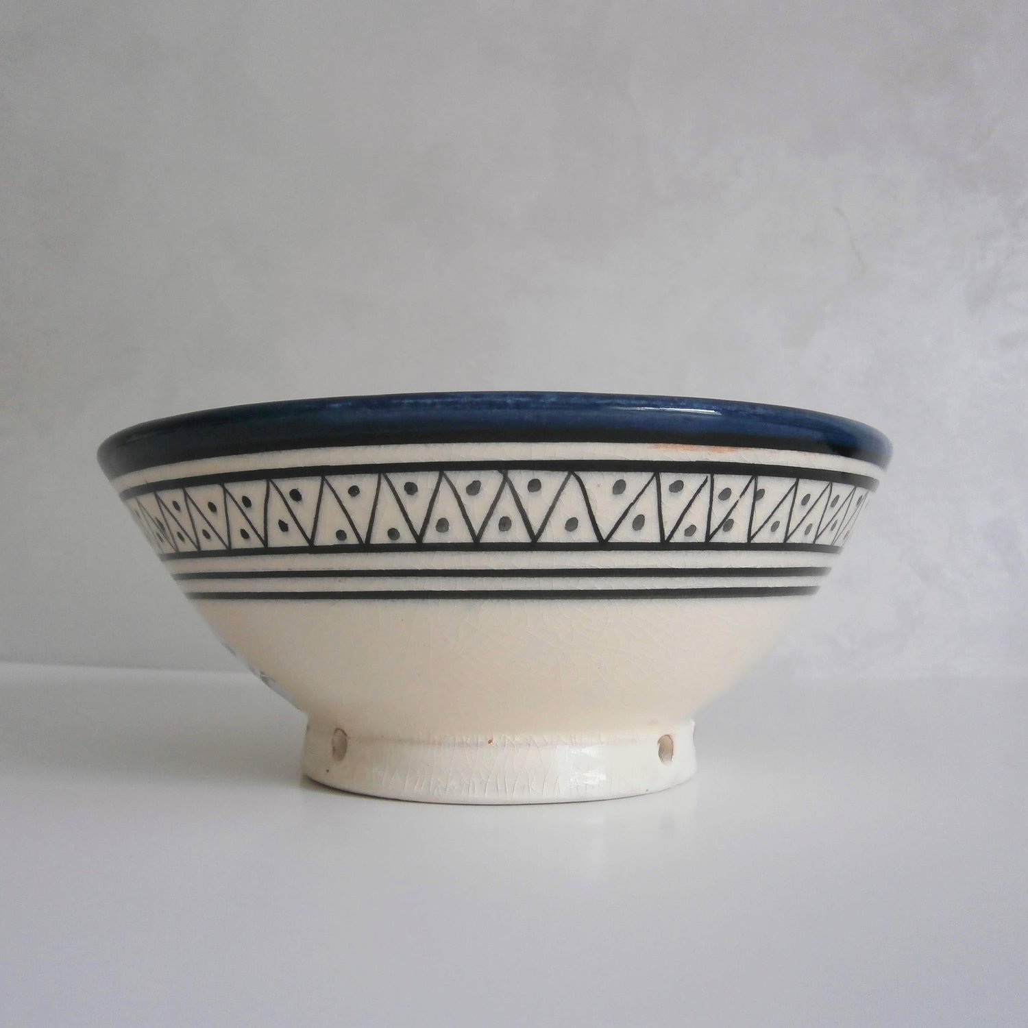 Image of MOROCCAN CERAMIC SERVING BOWL - DARK BLUE 