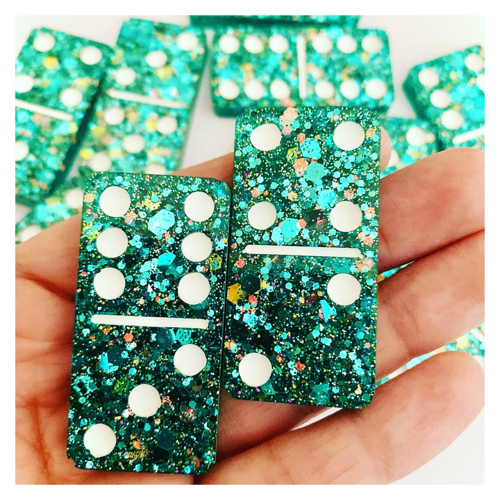 Image of Teal Glitter Dominoes 