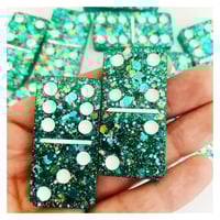 Image 2 of Teal Glitter Dominoes 