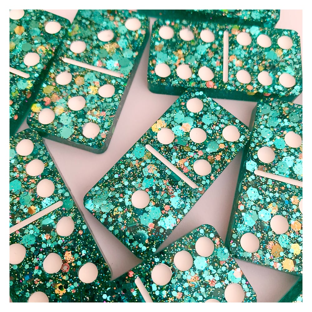 Image of Teal Glitter Dominoes 