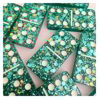 Image 1 of Teal Glitter Dominoes 