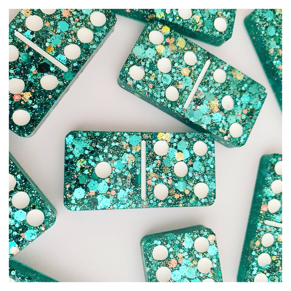 Image of Teal Glitter Dominoes 