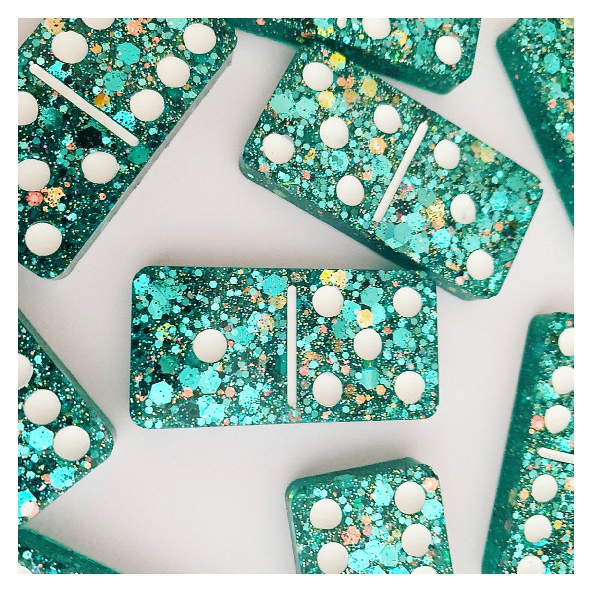 Image of Teal Glitter Dominoes 