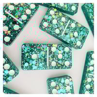 Image 3 of Teal Glitter Dominoes 