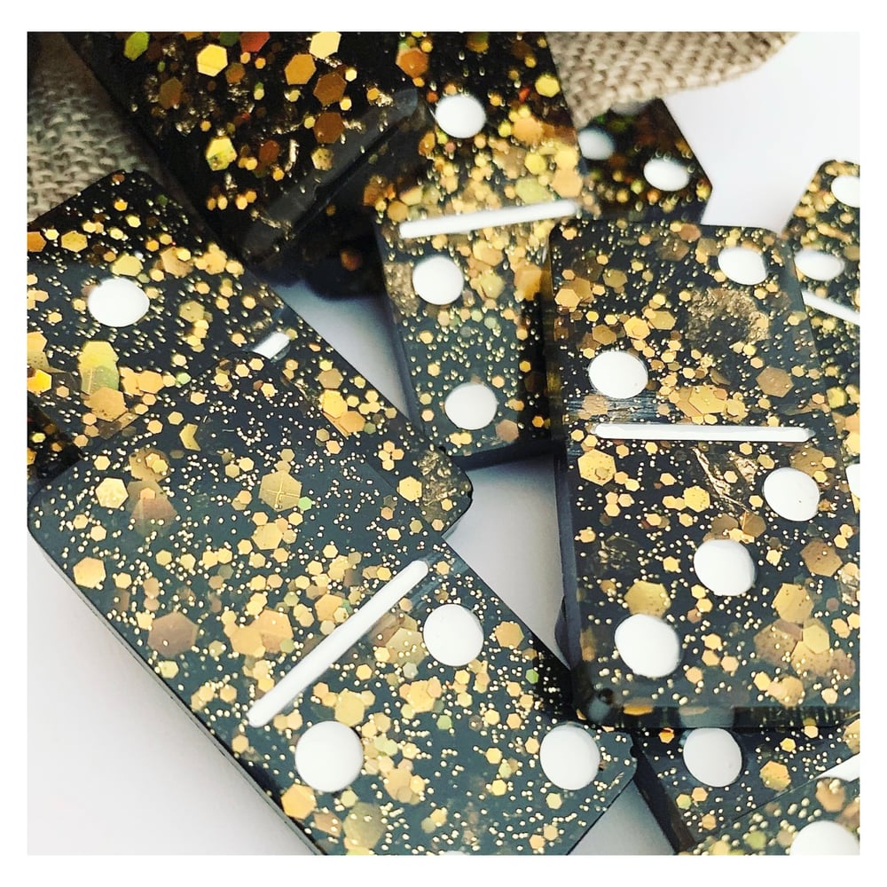 Image of Black/Gold Glitter Dominoes
