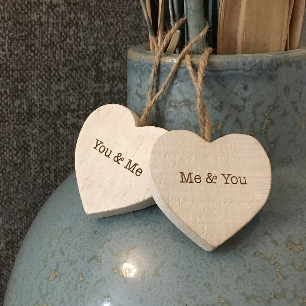 Image of Hanging wooden hearts