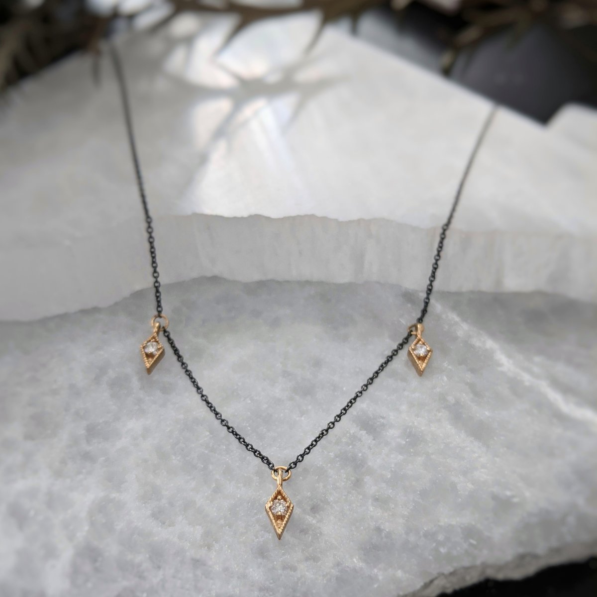 Image of Triple Diamond Charm Necklace