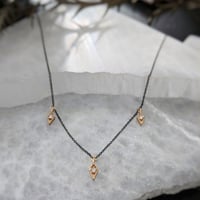 Image 1 of Triple Diamond Charm Necklace - 2-Tone