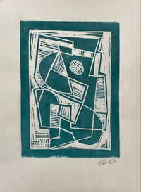 Image 2 of Jeremy Annear 'Twilight Coast (Aqua)' Monoprint 2021  33cmx24cm