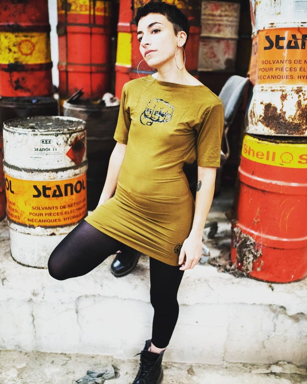 Image of POP CORN DRESS OLIVE