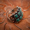 1940s Fred Harvey Two Row Zuni Style Paste Turquoise Ring Size 7