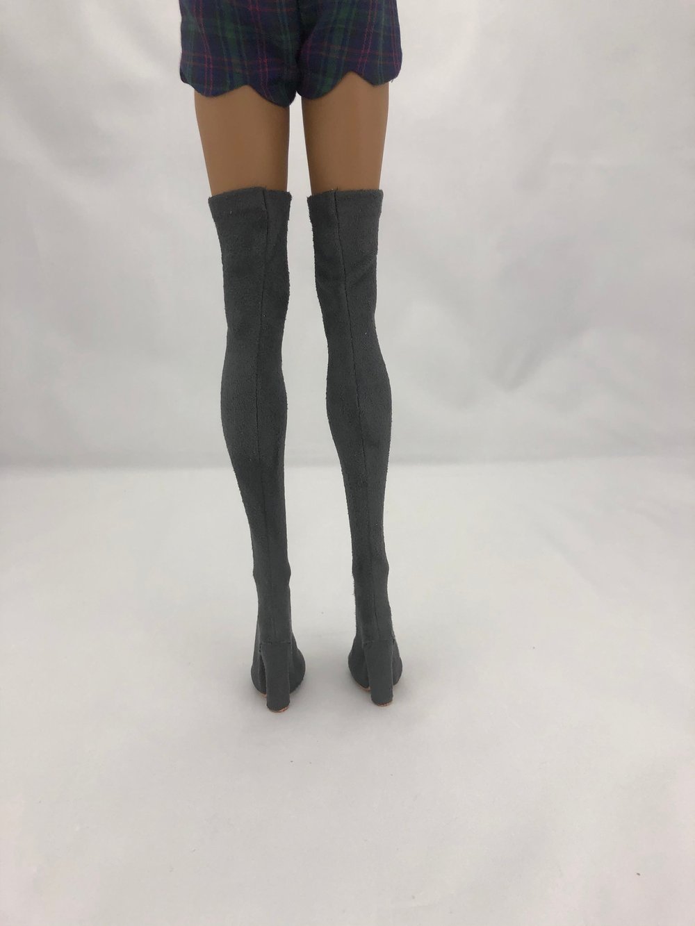 Gray Suede Thigh High Boots: Pidgin Doll