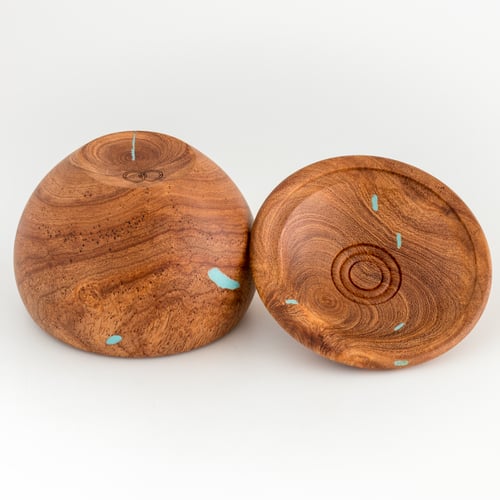 Image of Mesquite Burl Box with Turquoise Inlay