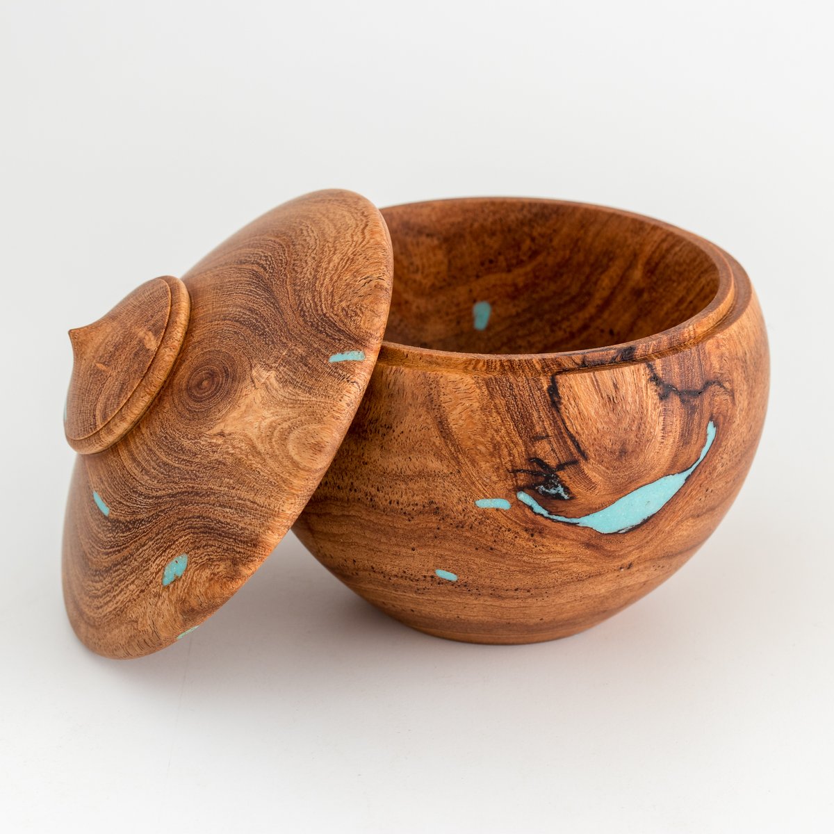 Mesquite Burl Box with Turquoise Inlay | Desert Heartwood