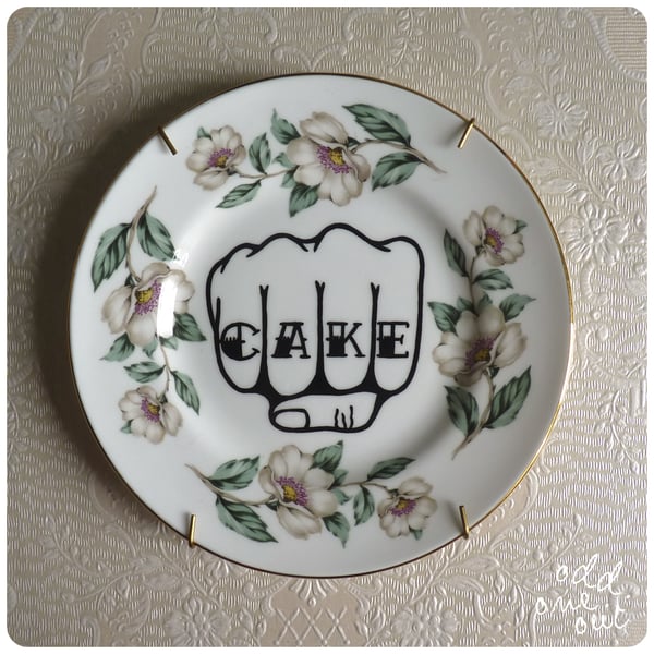 Image of Cake Knuckles - Hand Painted Vintage Plate