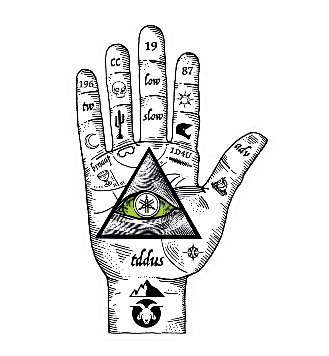 2-Pack TDDUS Palmistry Sticker 