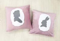 Image 1 of Handmade Alice In Wonderland Cameo Dusty Pink Decorative Pillow Case Cushion. Fairytale Room Decor