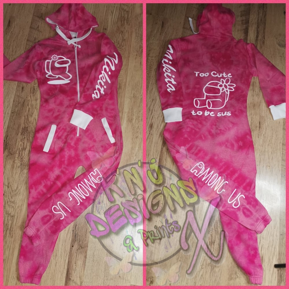 Image of KNJ's reverse tiedye  Amongus onsie 