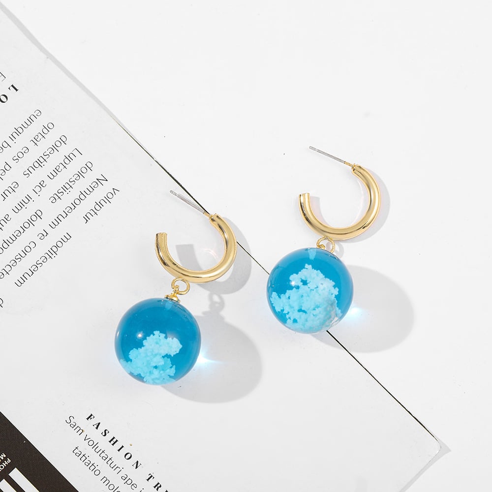Image of Blue Sky and Cloud Resin Earrings