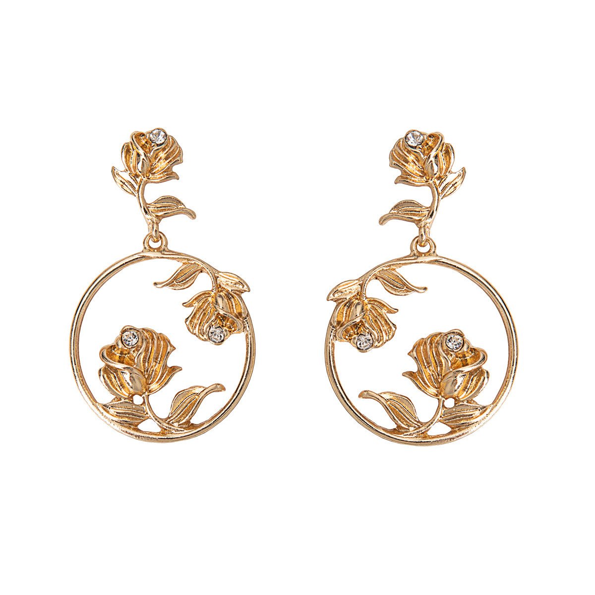 Image of Embellished Golden Flower Earrings 