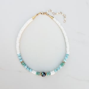 Single Tahitian Pearl & Larimar Necklace