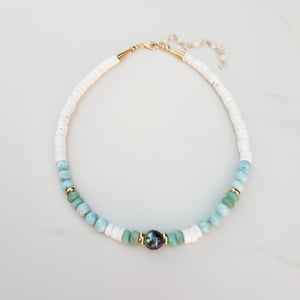 Single Tahitian Pearl & Larimar Necklace