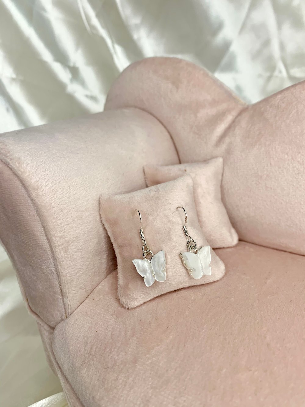 Image of White butterfly earrings 