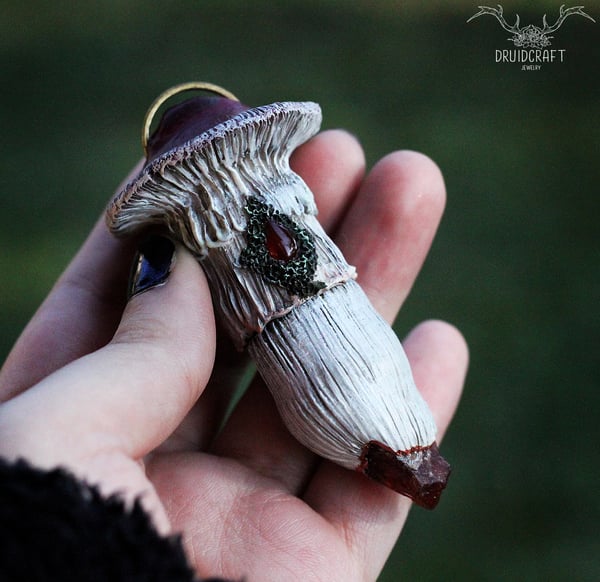 Image of Garnet Mushroom Bottle Necklace