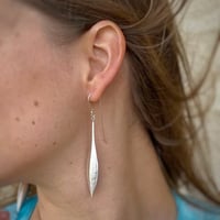 Image 2 of Elongated Drop Silver Earrings