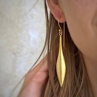 Image 2 of Elongated Drop Gold Earrings