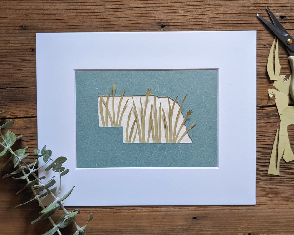 Image of Nebraska grasses cut paper