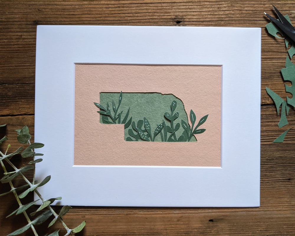 Image of Nebraska greenery cut paper