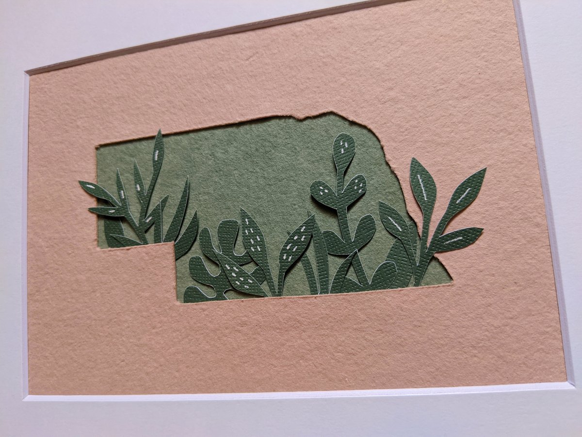 Image of Nebraska greenery cut paper