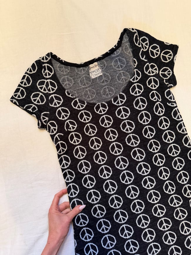 1967 Alvin Duskin knit rare PEACE dress vintage 60s