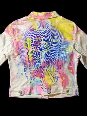 Image of Pink Lighting marbled cropped denim jacket