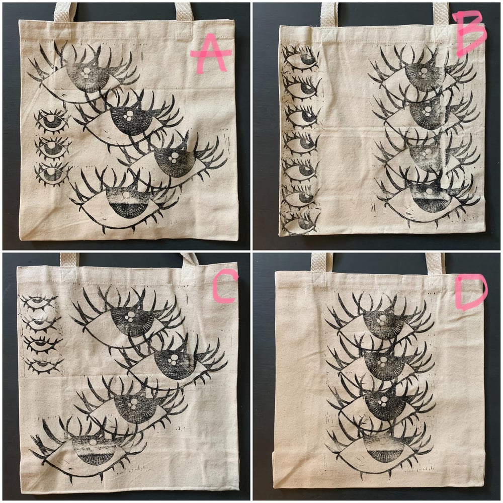 Eyeball Block Print Tote