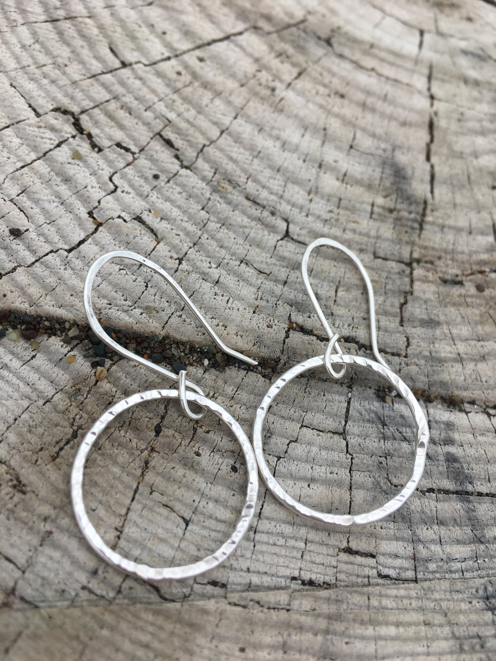 Image of Textured Silver Circle Earrings