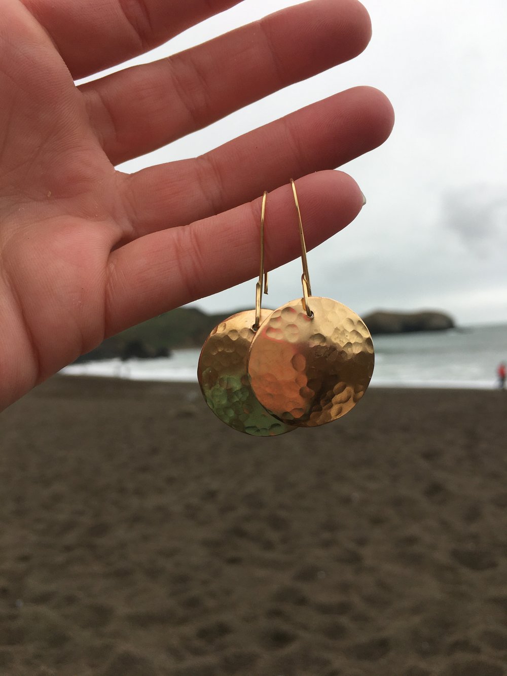 Image of  Textured Full Moon Earrings 