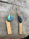 Upcycled Paua Shell & Textured Brass Earrings