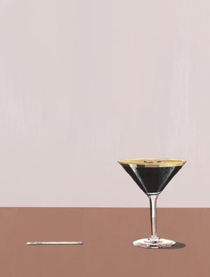 Image of Ketone Test Strip and Espresso Martini [Original Painting]